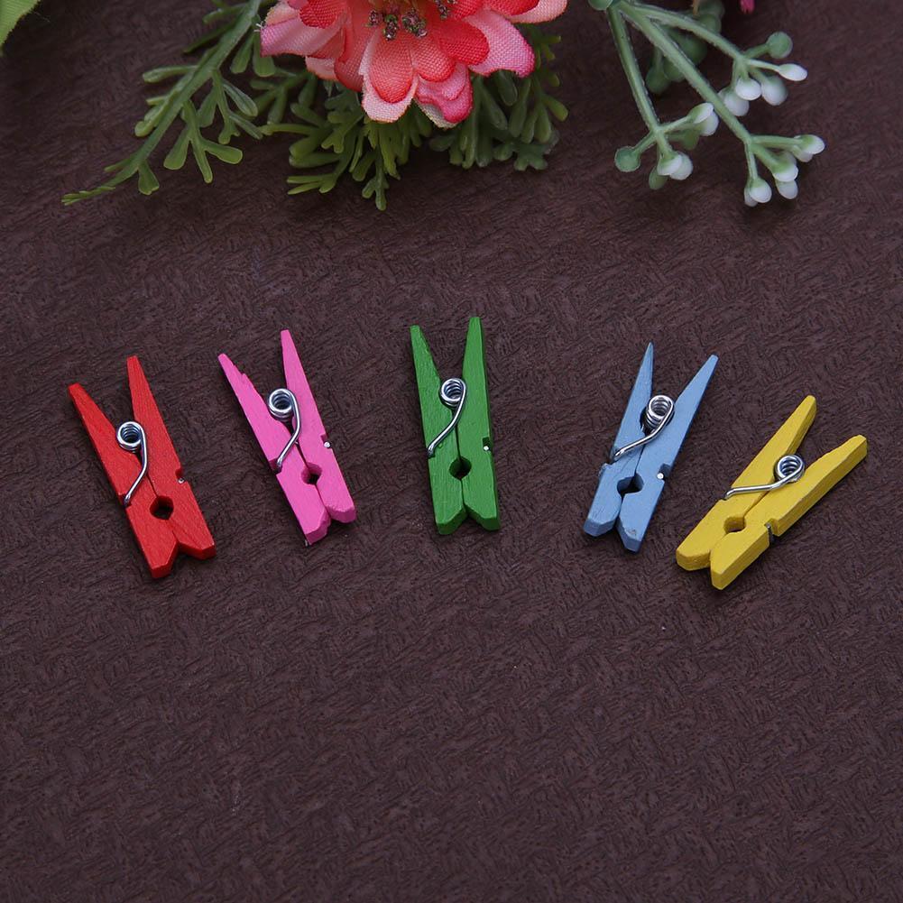 50pcs Mini Wooden Craft Pegs Clothes Paper Photo Hanging Spring Clips(1)