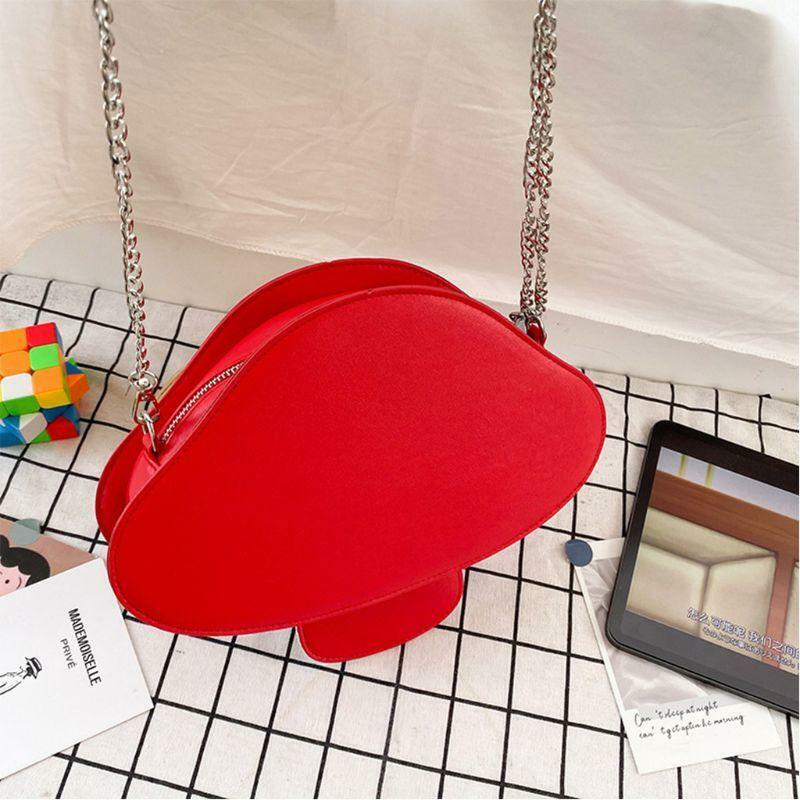 Women Mushroom Shape PU Leather Shoulder Crossbody Bag Tote Chain Satchel Purse