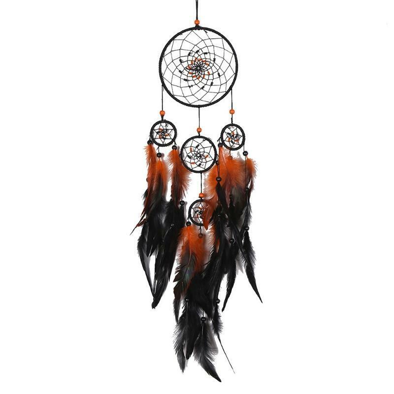 5 Circles Large Dream Catchers with Beads Feather Dreamcatcher Boho Wall Hanging