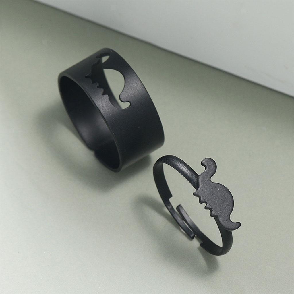 2x Matching Dinosaur Couple Rings Set Stackable Band Rings  for