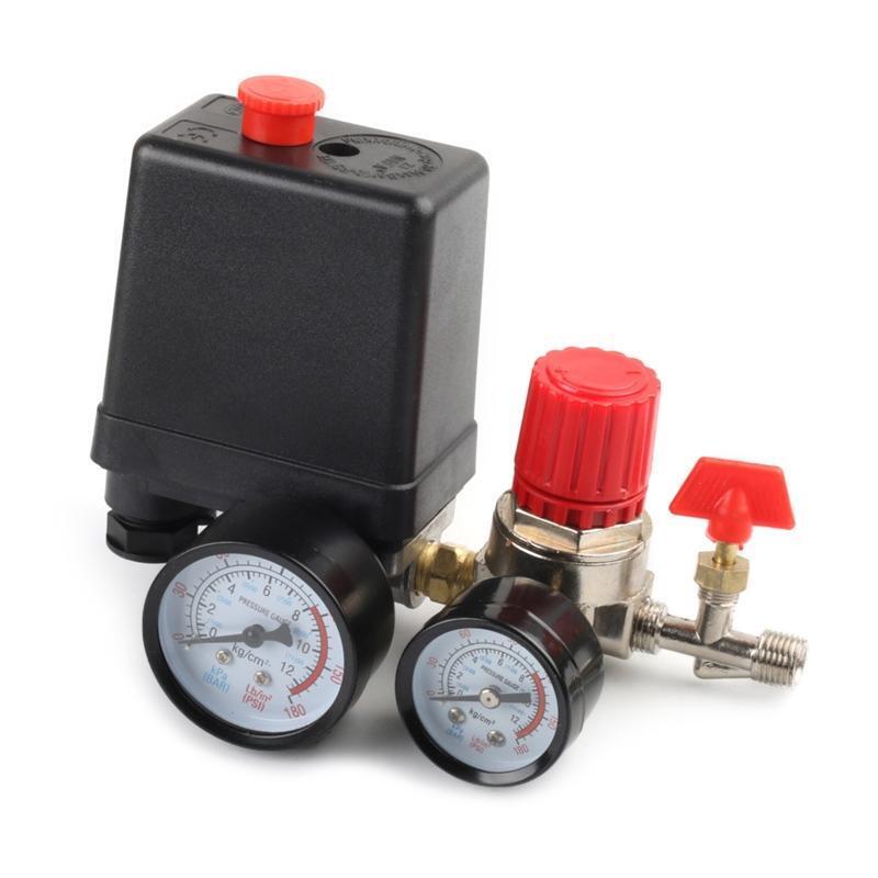 Air Compressor Pressure Switch Gauge Double Safety Valve Pressure Control 220V