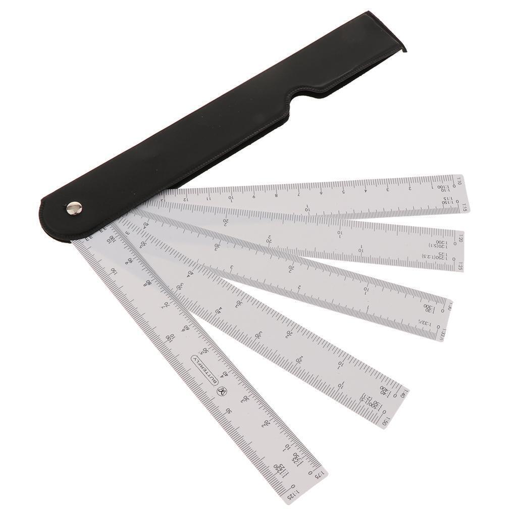 Architects Scale Ruler w/5 Blade f/Graphics Design Multi Ratio Measure Scale