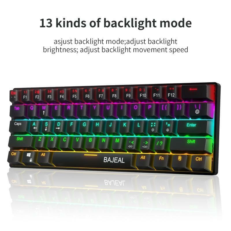 Wireless Keyboard 61 Keys RGB Backlit BT Wireless Gaming Gateron Optical Switch
