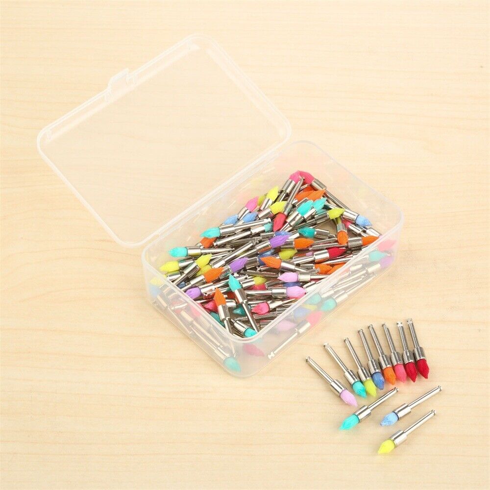 100pcs Mixed Color Dental Prophy Brushes Polishing Taperd Polisher Copper Nylon