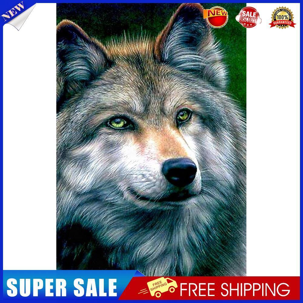 Color Wolf Animal Drawing DIY Full Round Diamond Painting Kit Room Decor