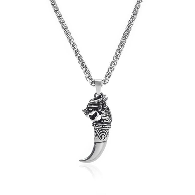 Wolf Teeth Pendant Necklace Lucky Jewelry Steel Tooth Amulet Pendant Necklace