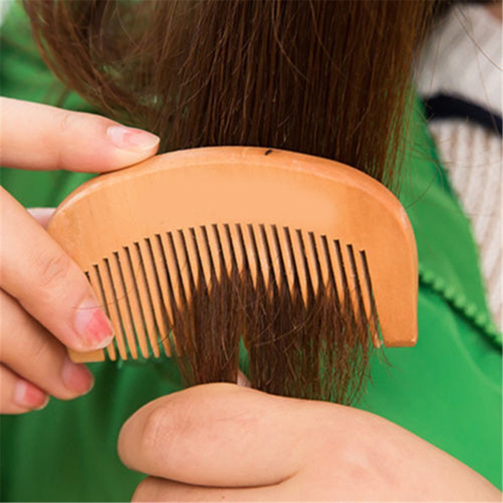 Hairdressing Beard Hair Comb Peach Wood Mustaches Brush Fine Coarse Teeth