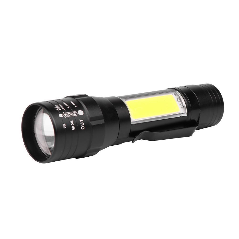 Zoom T6+COB LED Flashlight USB Rechargeable 4 Modes IP44 Waterproof Torch