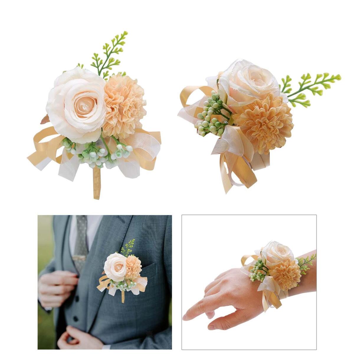2pcs Wrist Boutonniere Wedding Bridal Bouquet Party Decoration Decoration