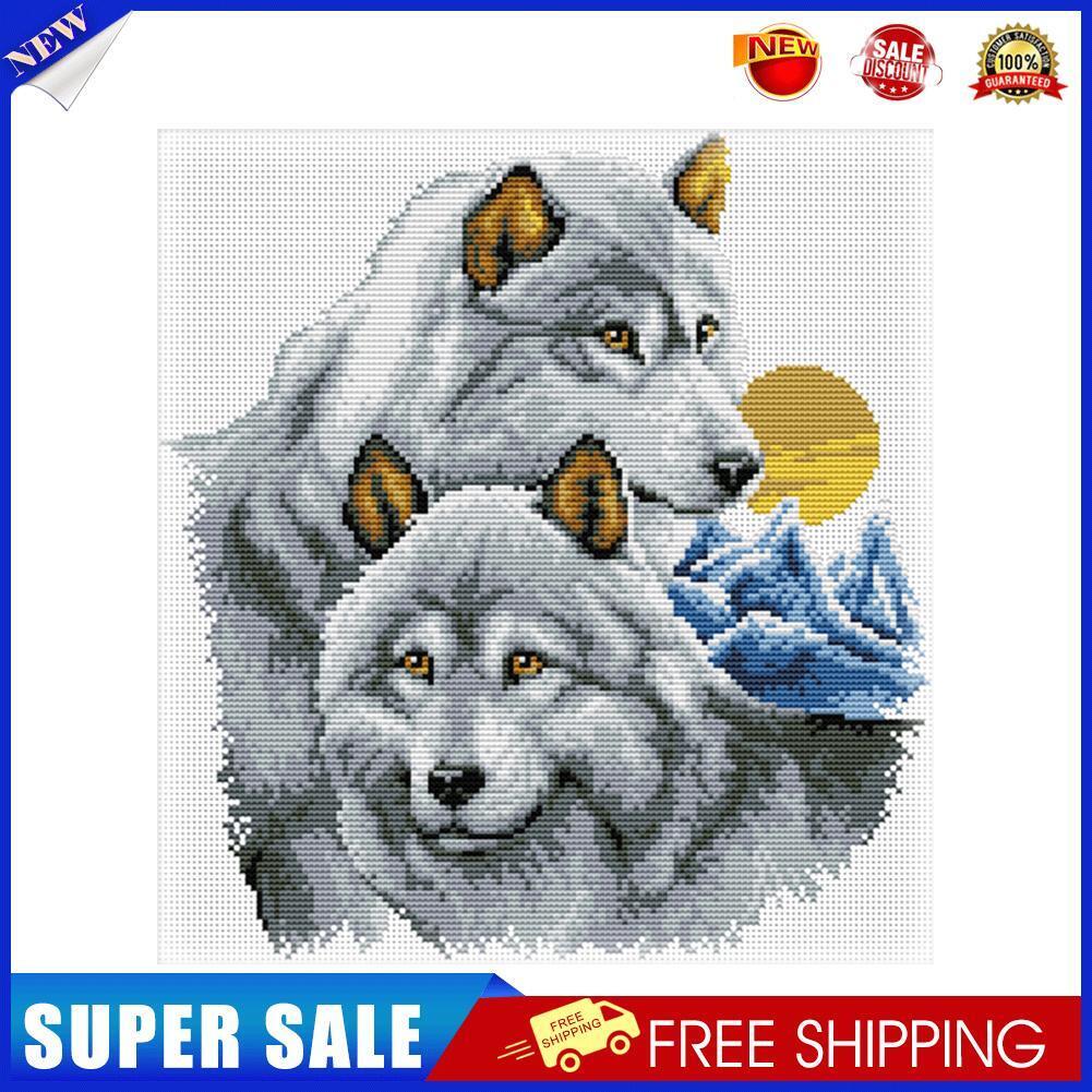 Cross Stitch Kits Printed DIY Embroidery 11CT Stamped (1070 Two Wolves)