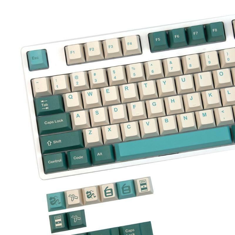 128pcs KAmber Keycaps PBT Dye Sub Key Cap for Cherry Gaming Mechanical Keyboard