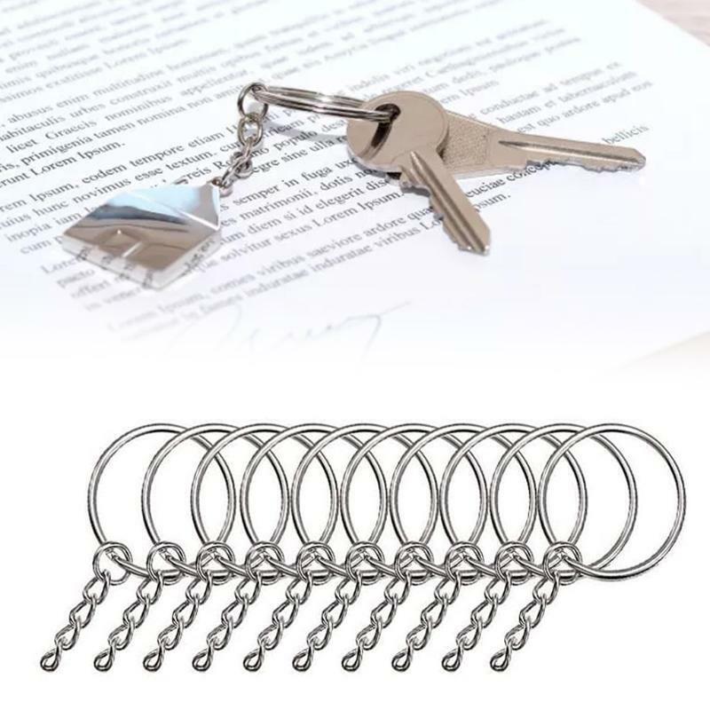 20Pcs Splits Key Ring Hoops with Chain Jump Rings for Jewelry Making Accessories