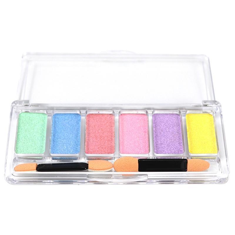 Holographic Solid Eyeshadow Aurora Glitter Powder Palette For UV Gel Nail 6Color