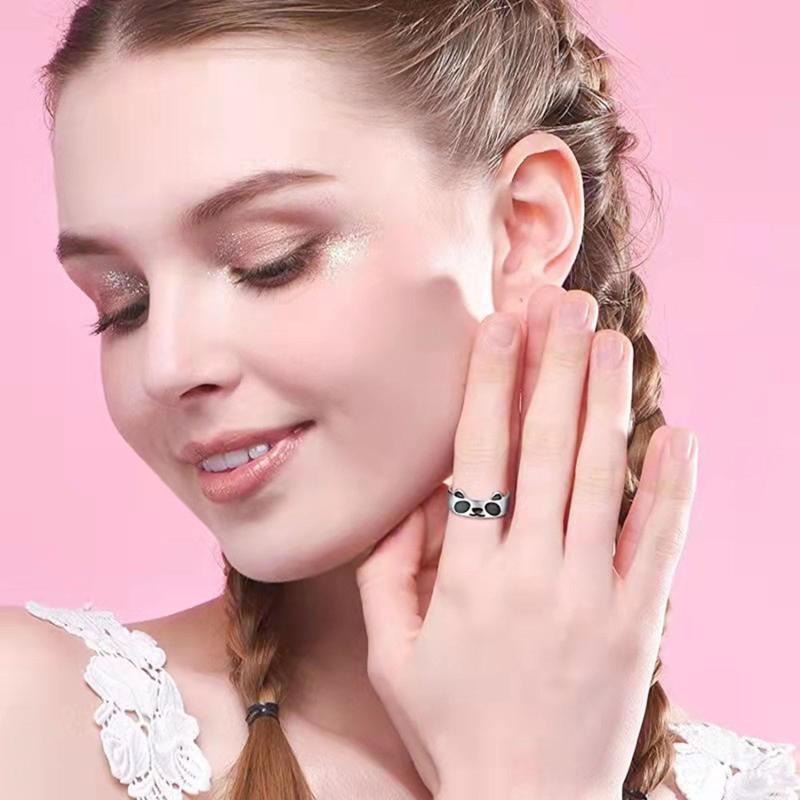 Panda Statement Ring Animal Rings Open Adjustable for Women Graduation Gift
