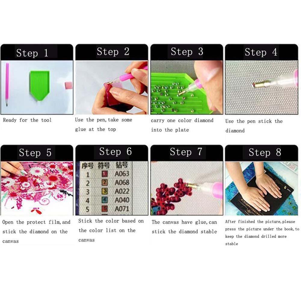 Flower DIY Round Rhinestone Diamond Painting Embroidery Kits Cross Stitch