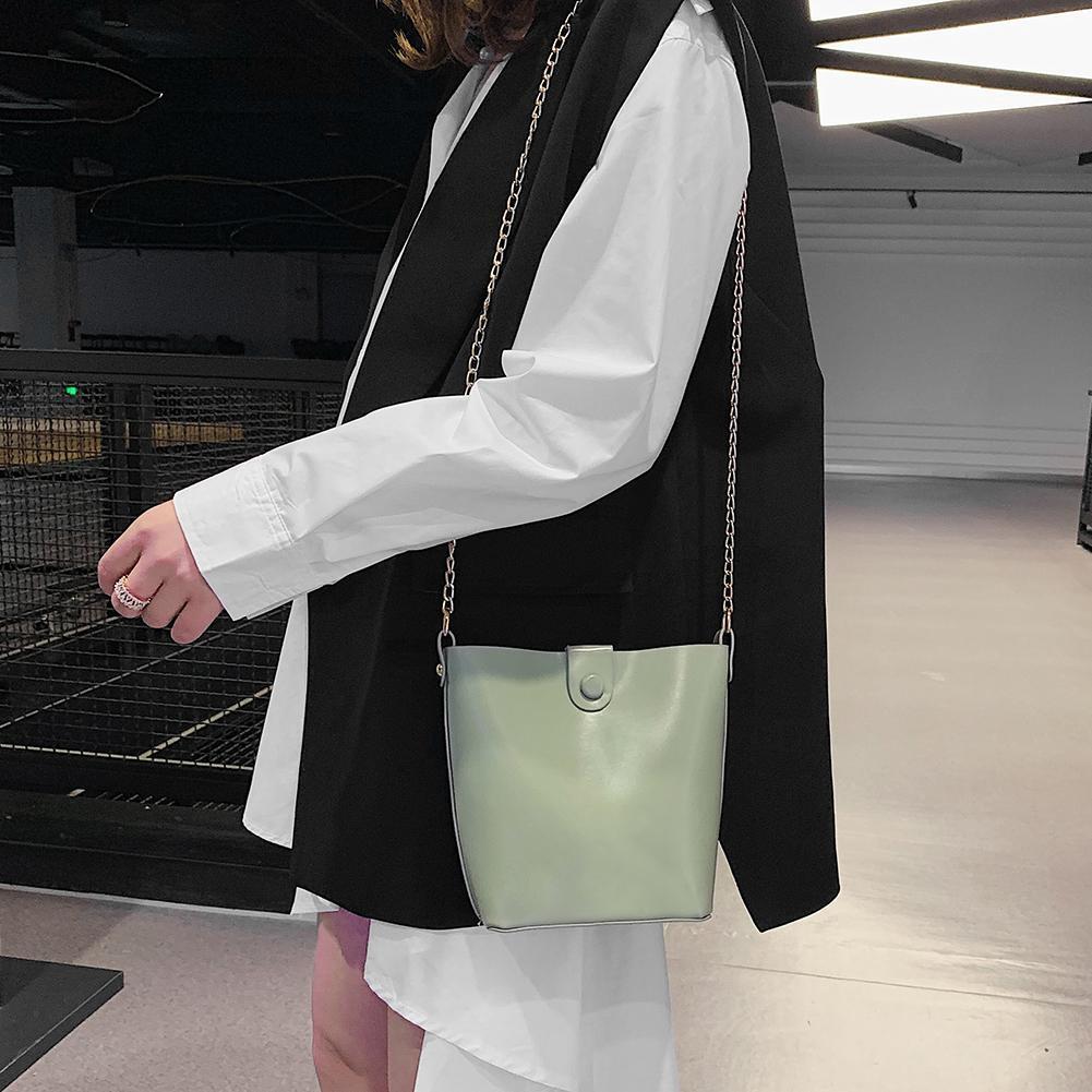 Pure Color Letter Print Shoulder Handbags Women Chain Crossbody Bag (Green)