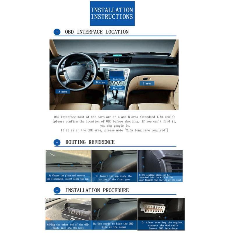 Universal Car HUD Display Vehicle Driving Safety Intelligent Alarm System Remind