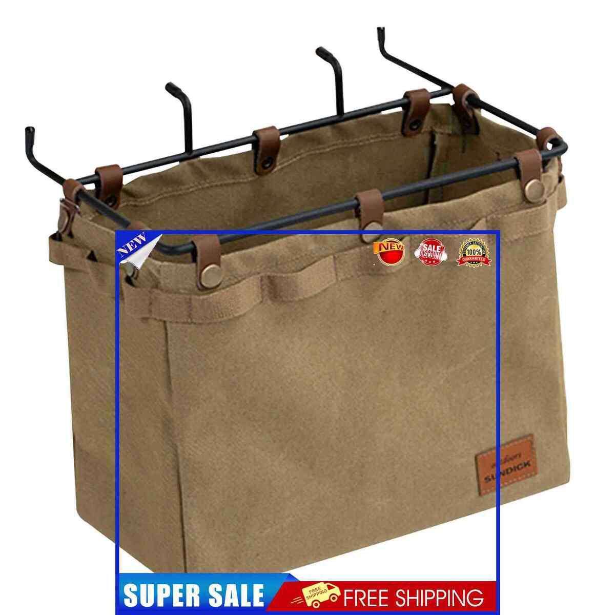 Camping Table Side Storage Bag Multifunction Canvas Bag with Hook (Khaki)
