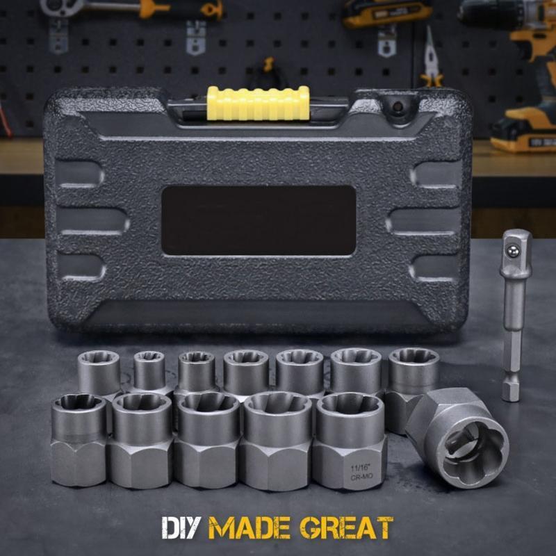 14 Pieces Bolt Extractor Set Impact Bolt & Nut Remover Set with Stogae Box
