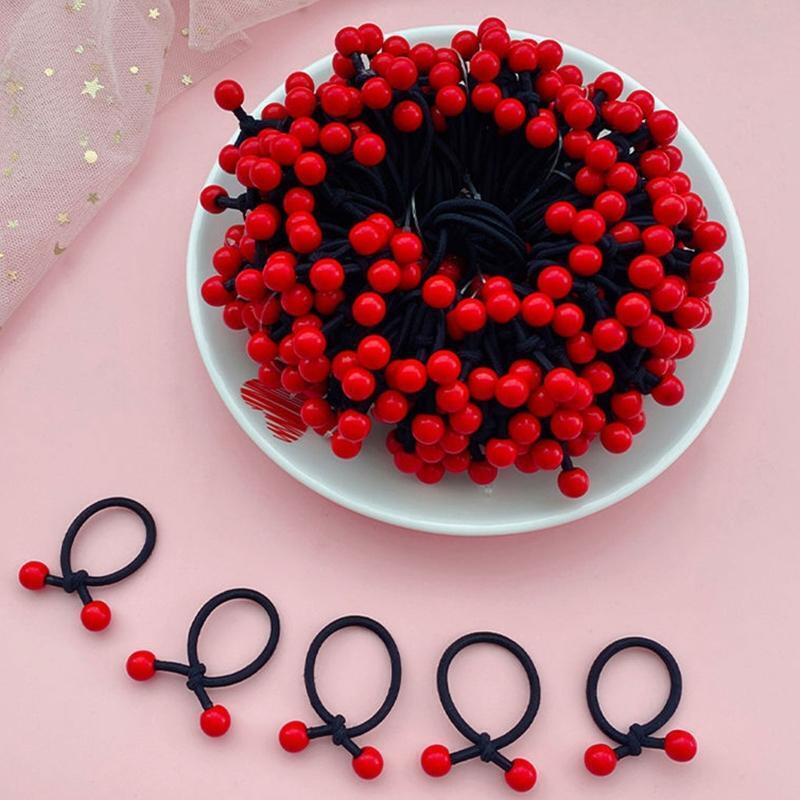 Red Bean Ponytail Holders Hair Rope Fashion Hair Ties for Thick or Thin Hair