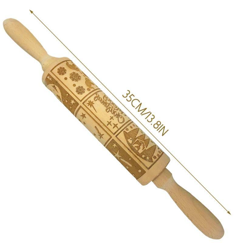 Engraved Embossing Rolling Pins with Christmas Nativity Christ Pattern Home Gift