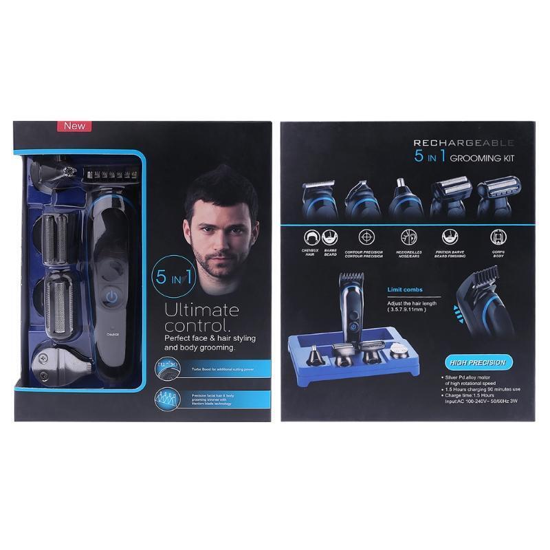 USB 5 in 1 Multifunction Hair Trimmer Titanium Hair Clipper Electric Shaver Bear