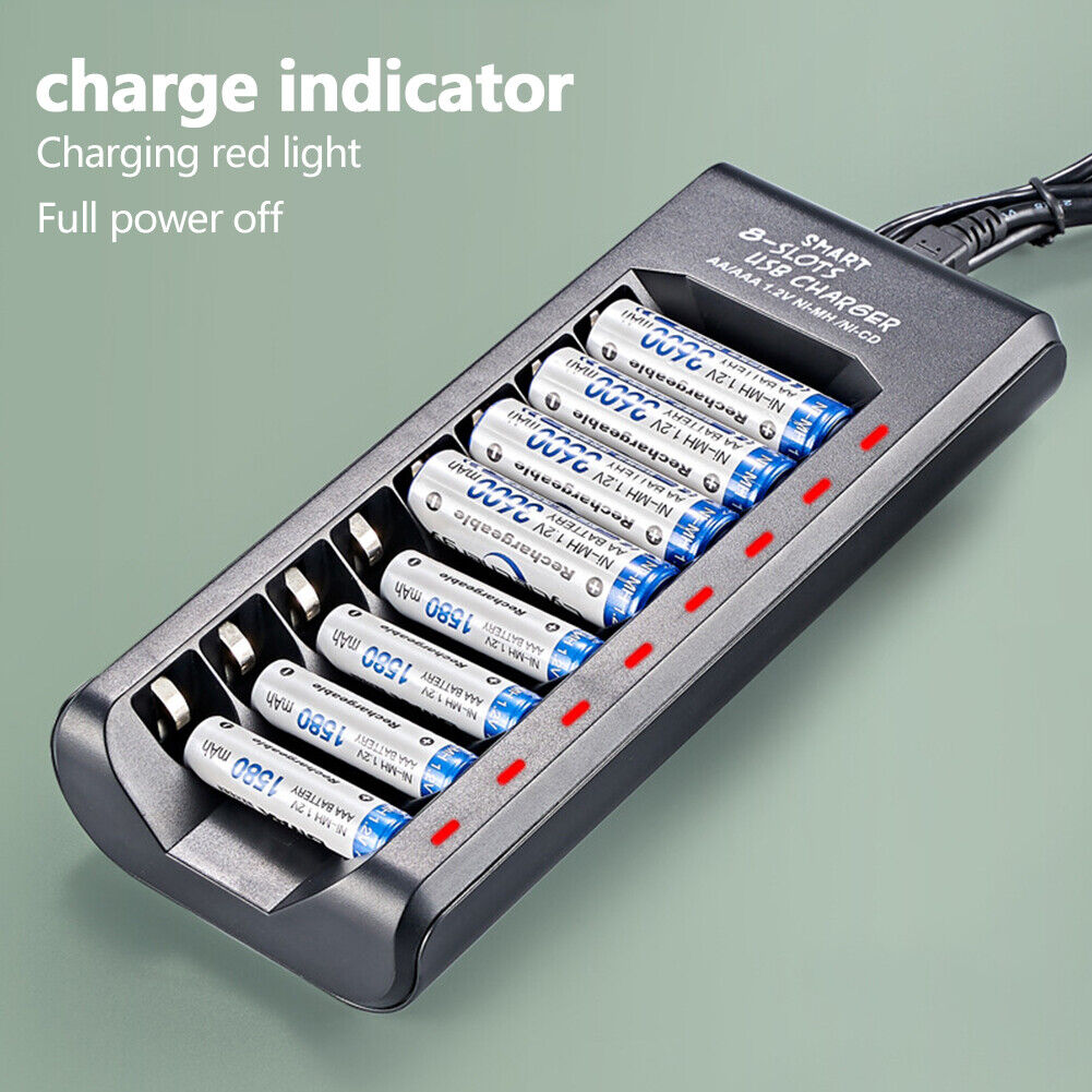 1.2V 8 Slot USB Battery Charger for AA/AAA Ni-MH/Ni-Cd Rechargeable Battery