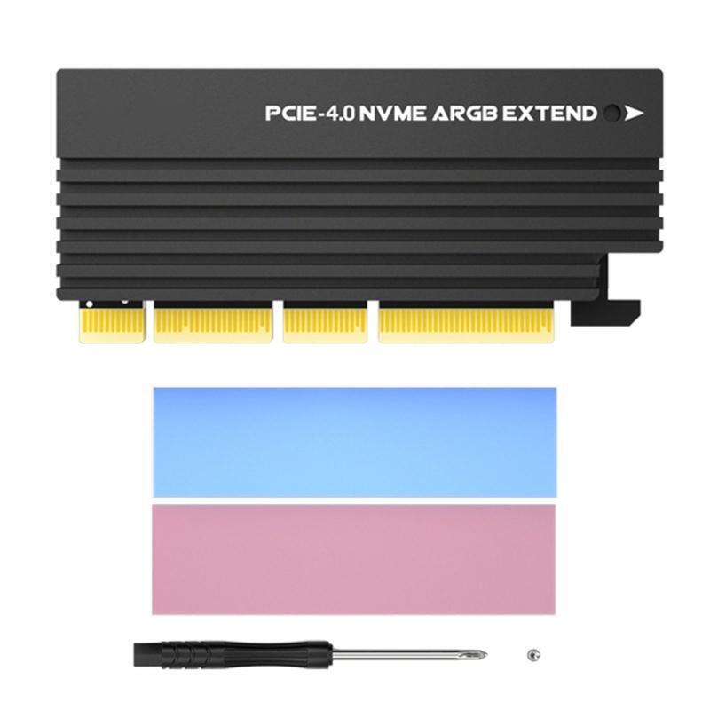 PCI-Express X4 to M.2 NVME ARGB Solid State Expansion Add Card for 2230-2280 SSD
