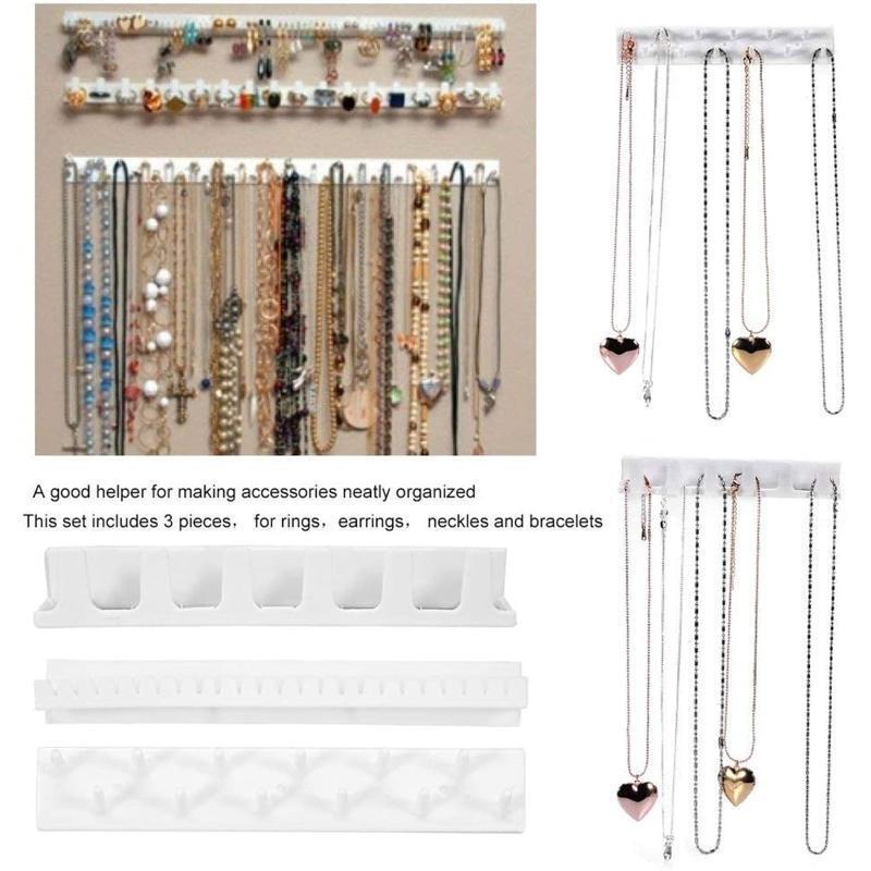 Adhesive Jewelry Storage Rack Sticky Jewelry Organizer Holder Rack Set