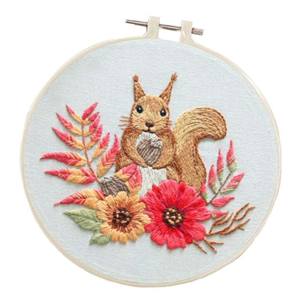Embroidery Kit Pre-printed Complete Cross Stitch Cloth Hoop Needles Kits