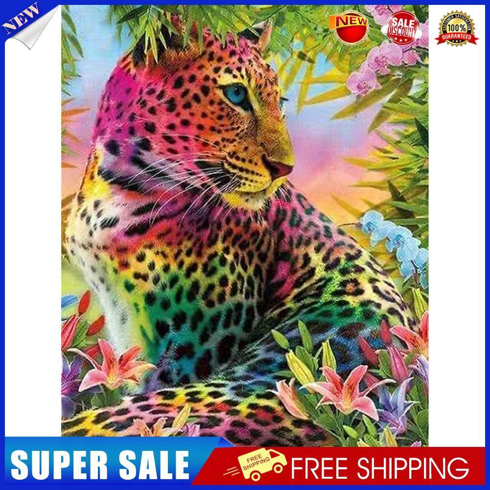 DIY Color Panther Animal Full Drill Round Diamond Painting Kit Room Decor