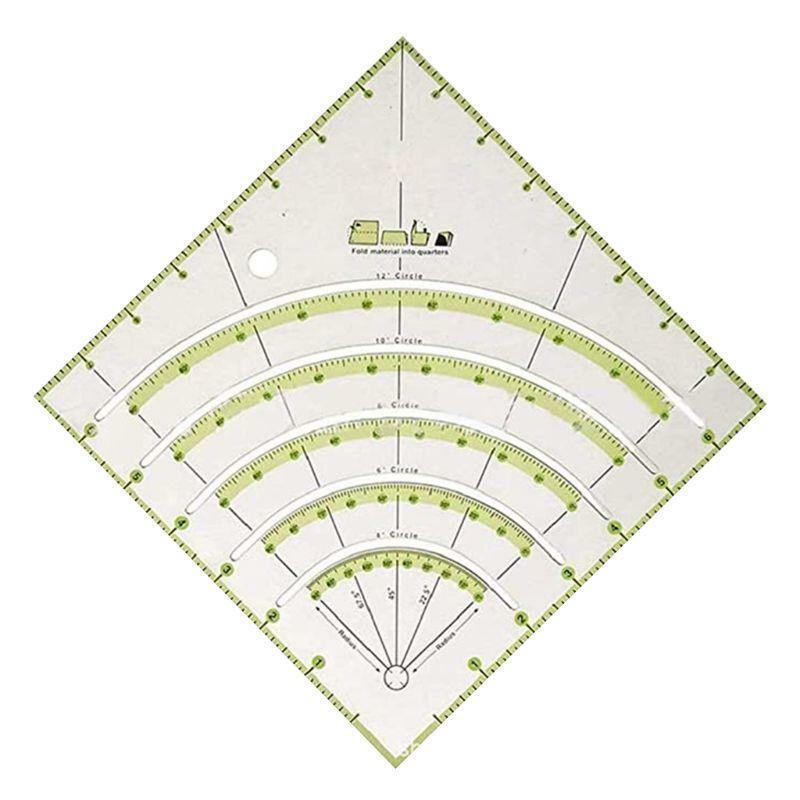 Acrylic Quilting Ruler 8x8 Inches DIY Arcs & Fan Quilt Circle Cutter Ruler