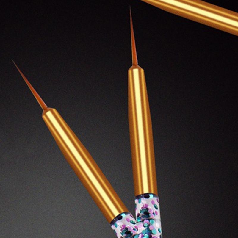 3Pcs Acrylic Sequin Rod Pull Pen UV Gel Nail Painting Line Brush Manicure Kit