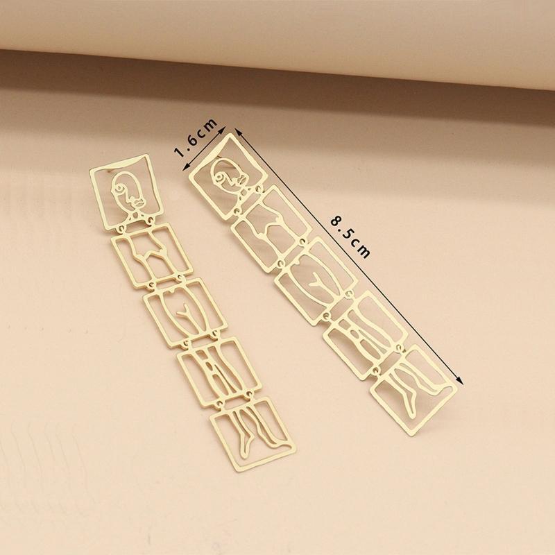 Human Face Shaped Earrings Geometric Hollow Out Face Body Shaped Earrings Dangle