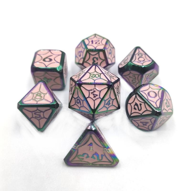 7Pcs Zinc Alloy Multi-faceted Dice Set Digital Number Cubes Various Shapes Dices