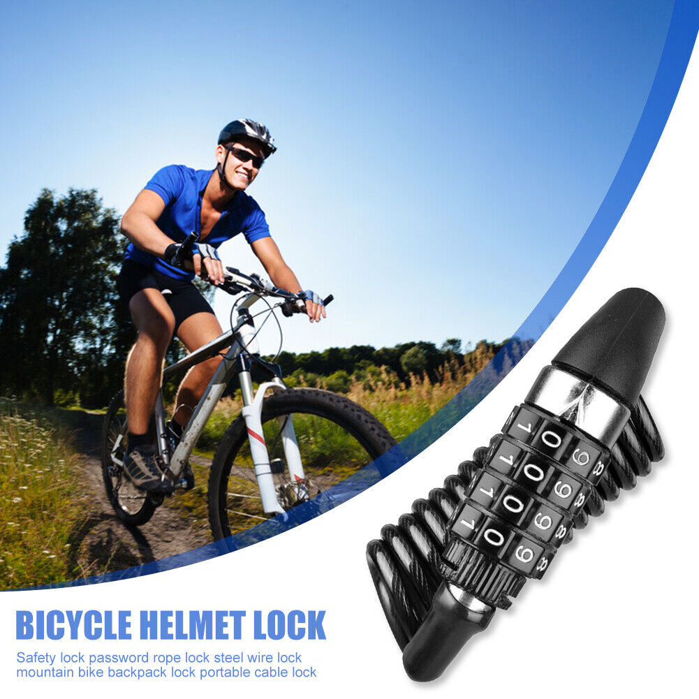 Bicycle Helmet Backpack Lock 4 Digit Combination Steel Wire Cable Lock
