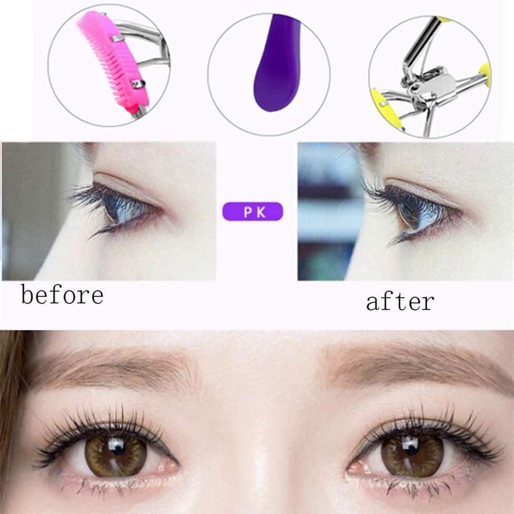 Colorful Makeup Tool Curling  Clip with Comb Eyelash Curler Tweezers Big Eye