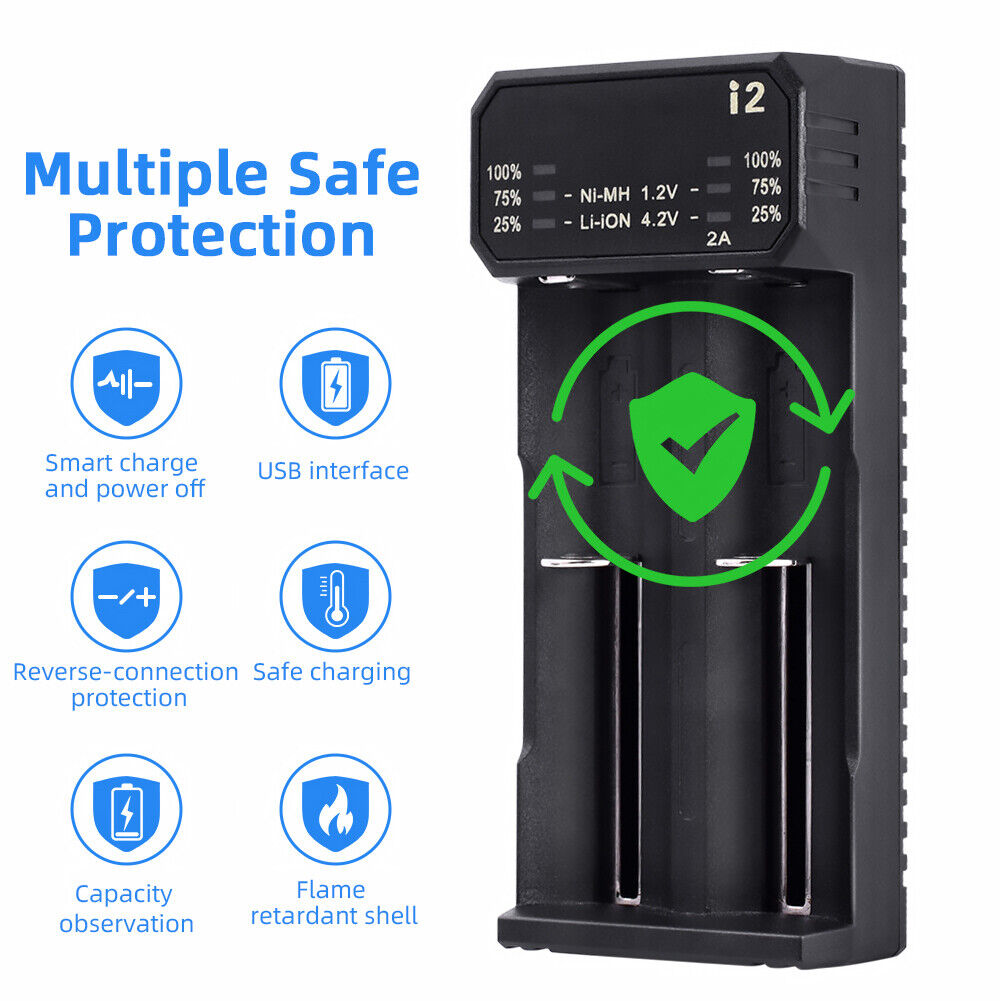 Essager 2 Slot Rechargeable Battery Charger for 18650 Lithium Ni-MH (i2)