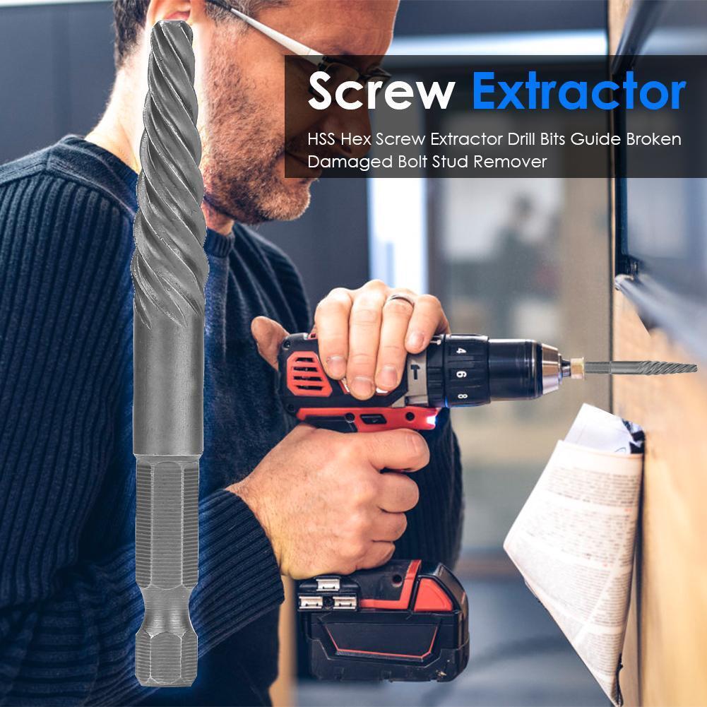 HSS Screw Extractor Drill Bits Guide Broken Damaged Bolt Stud Remover (4)