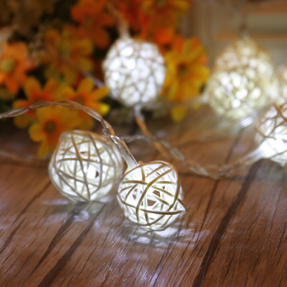 1.2M 10LED Rattan Ball LED String Lighting Wedding Party Curtain Light