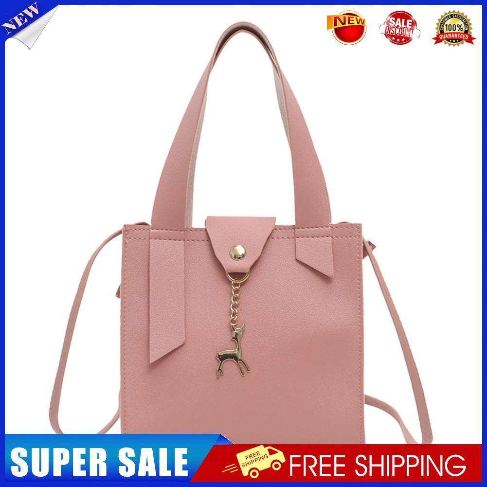 Deer Women Leather Messenger Handbags Casual Pure Mini Shoulder Bags (Pink)