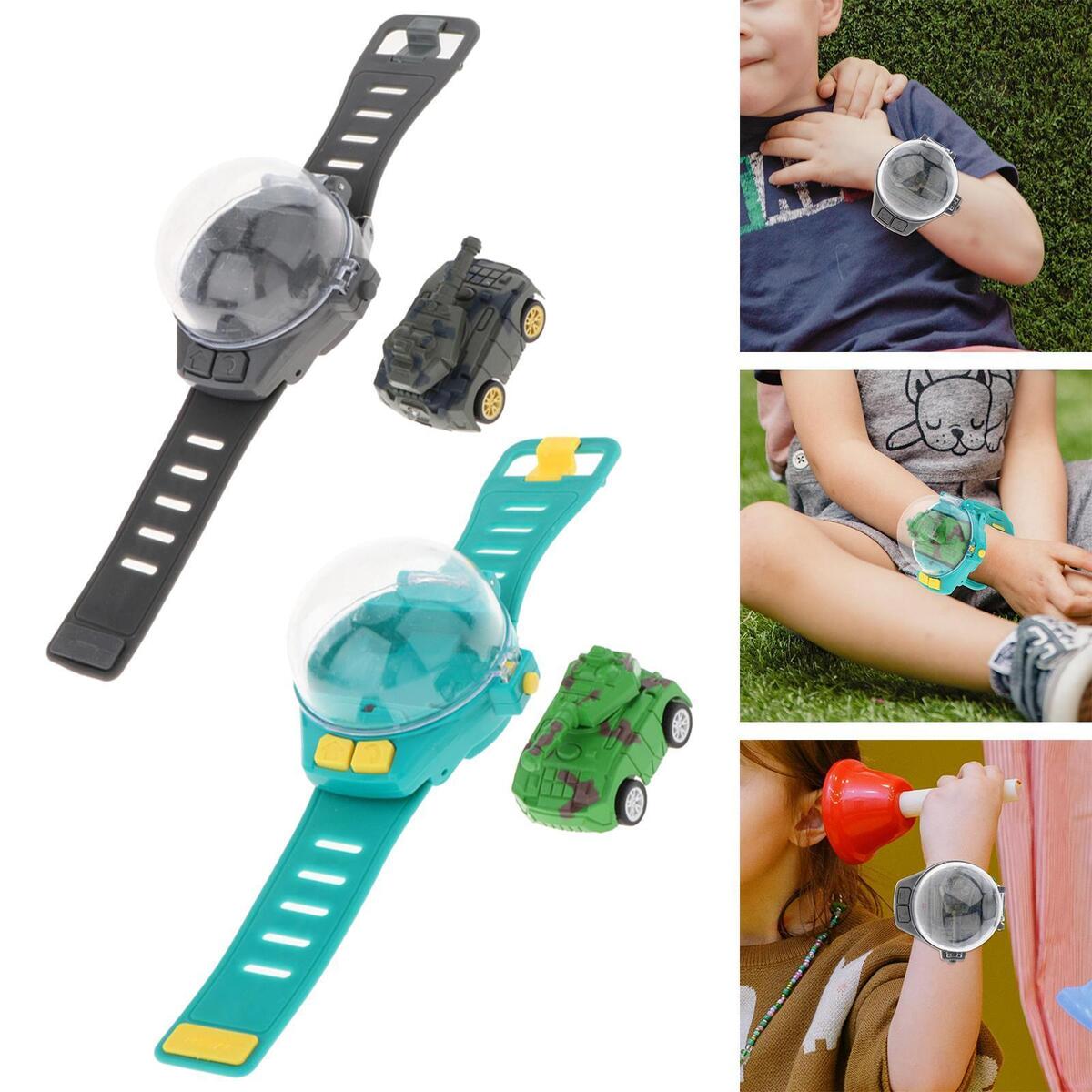 2pcs 2.4G Mini Cartoon RC Small Car Analog Watch for Toddlers Children Gift