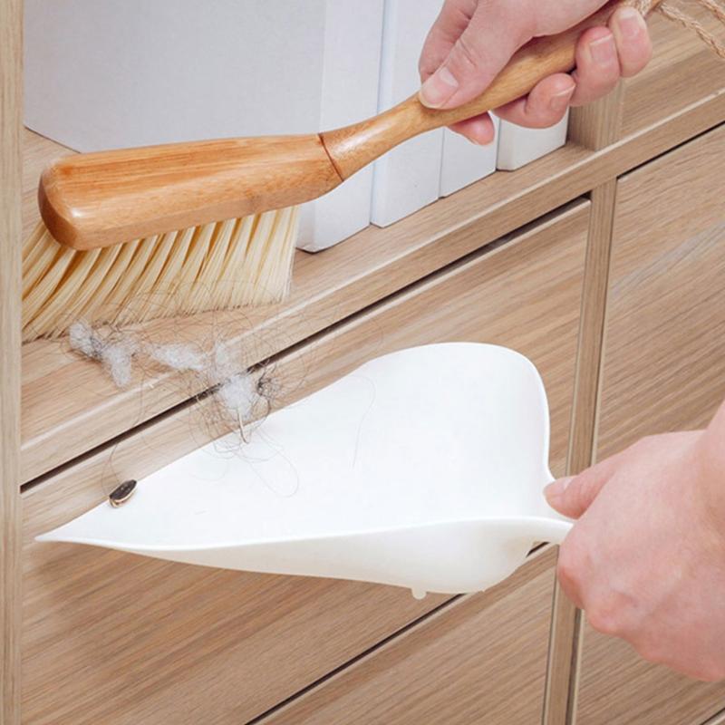 2pcs/set Desktop Cleaning Set Mini Bamboo Broom Dustpan Shovel Sweep Cleaning