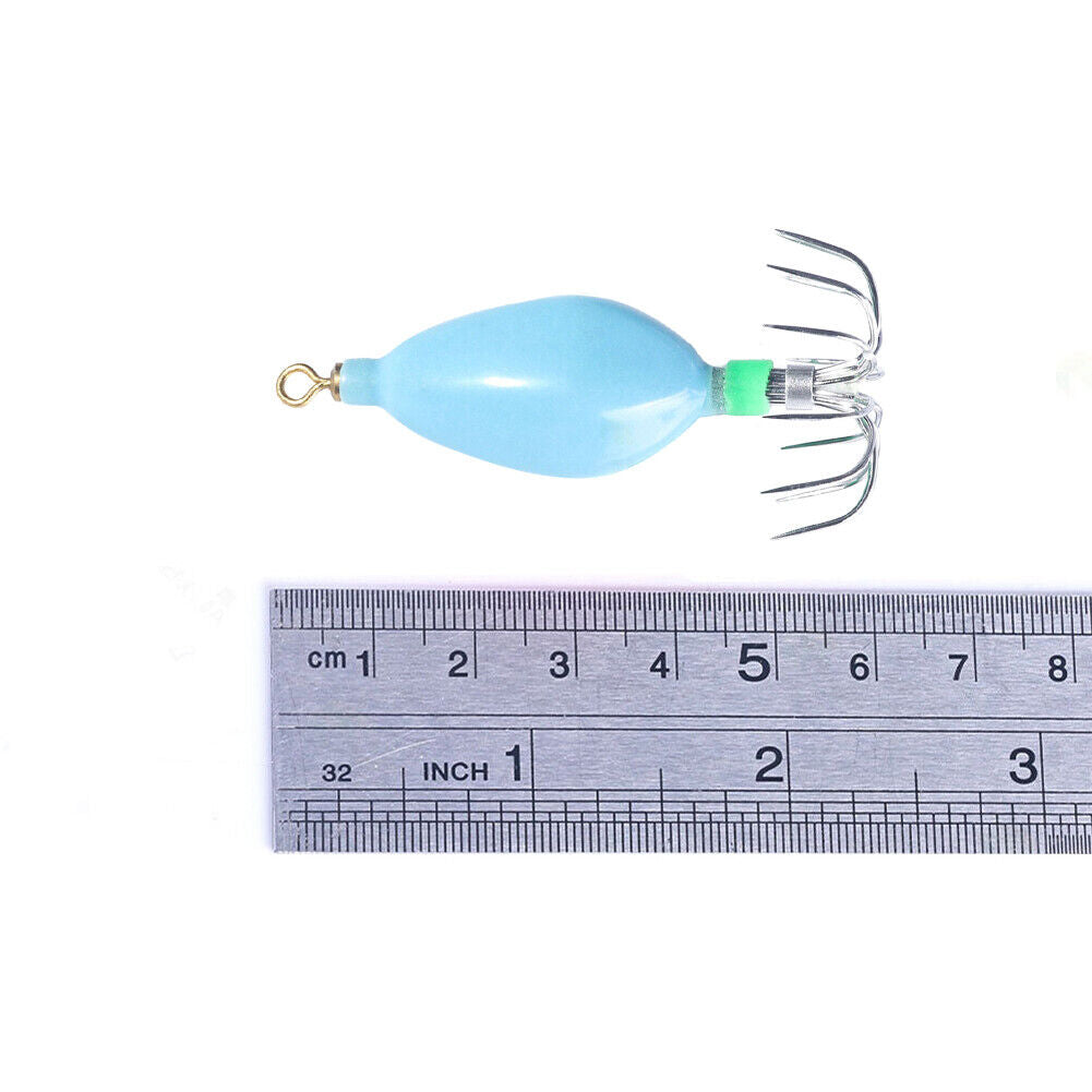 Hard Bait Luminous Squid Jig Hook 50.6g Octopus Fishing Tackle (Sky Blue)
