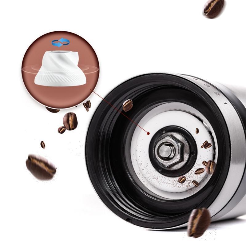 Portable Hand Coffee Bean Grinder with 6 Adjustable Settings for Office Home