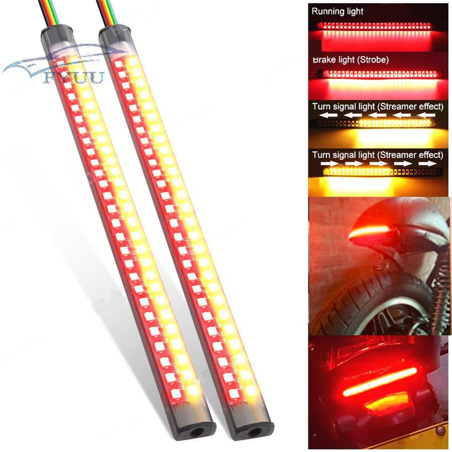 2 Pcs 7.5'' Dual Colors LED Motorcycle Rear Turn Signal Brake Light Waterproof