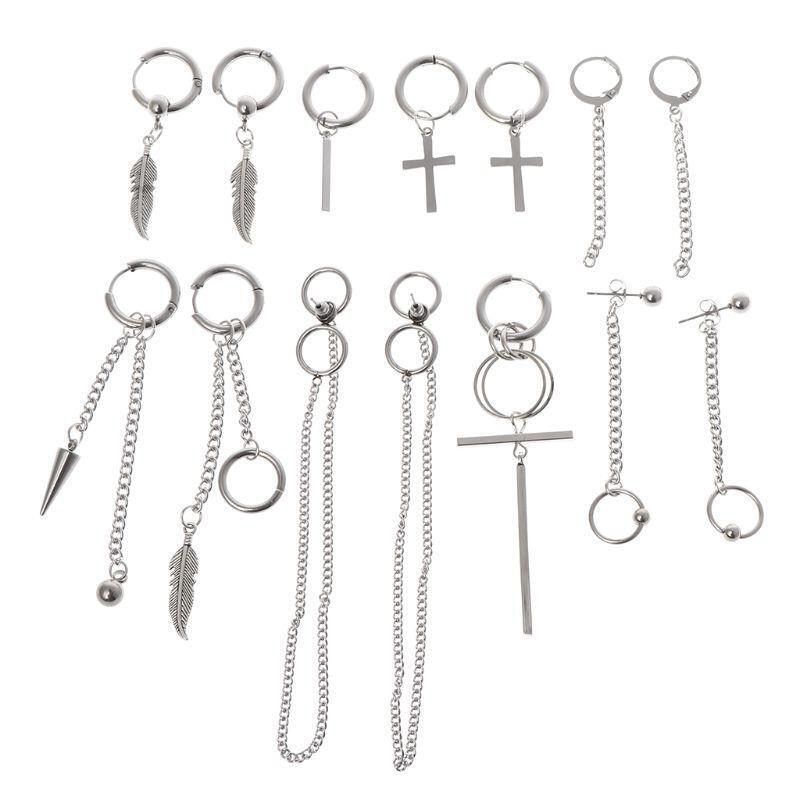 14 Pcs/Set New Arrival Trendy Jewelry Earrings Stainless Steel Korean Fashion