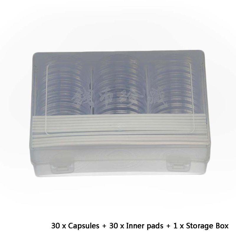 30Pcs Round 46mm Direct Fit Airtight Coin Capsules Holder Display Collection Box