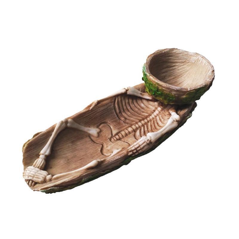Skeleton Reptile Food Bowl Amphibian Pet Cage Rock Decoration Water Injection