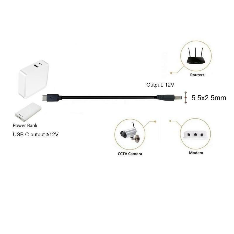 4in1 Type C PD to 12V 5.5x2.5mm Power Supply Cable for WiFi Router Laptop LED